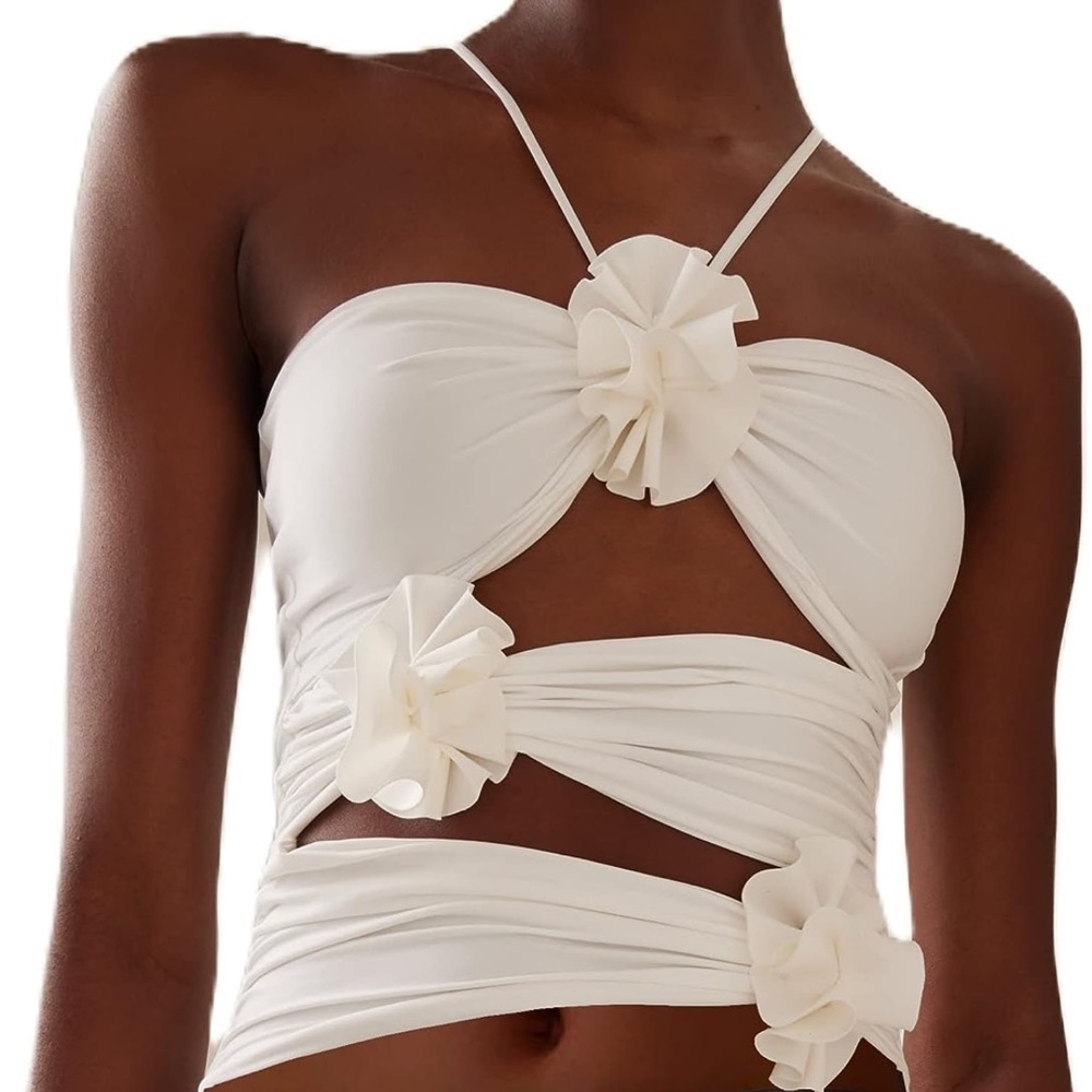 Floral Sexy White Top